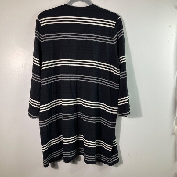 Womens J Jill Wearever Collection Striped Open Knit Cardigan L Black White Rayon - Picture 2 of 8